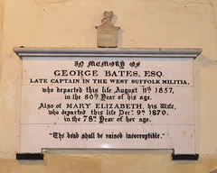 Memorial to George and Mary Bates, Blaxhall Church, Suffolk