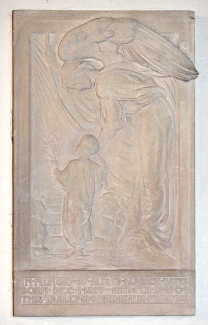 Memorial to Alfred Aldrich Bates by Margaret Rope, Blaxhall Church, Suffolk