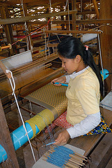 Women at work on the loom