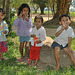 Kids greeting in front of the manufacture