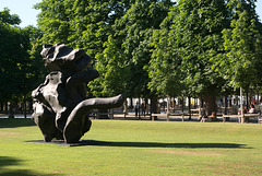 Sculpture casting a long shadow Paris - May 2011