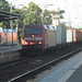 Containerzug  bei durchfahrt in Uelzen mit E 152 161 - 6