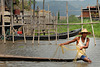 Fisherman throws out the net