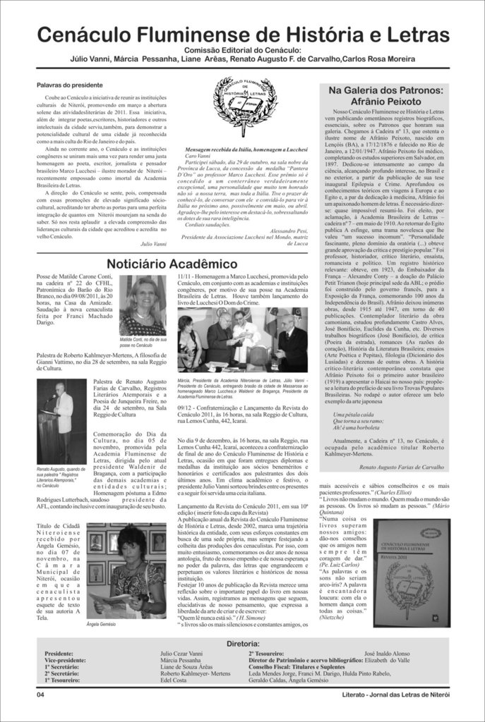 LITERATO 07 - PÁGINA 04 - CENÁCULO FLUMINENSE DE HISTÓRIA E LETRAS