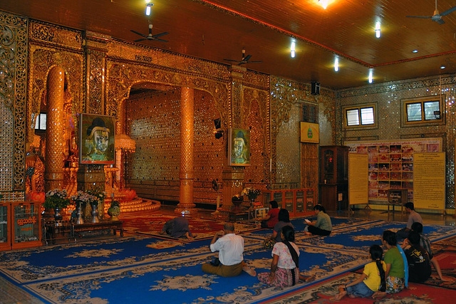 Worshippers inside Botataung Pagoda