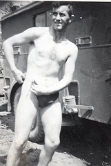 the only way to put on a Dreiecksbadehose!!! July 1943