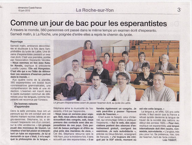 Ekzameno KER / Examen CECR, La Roche-sur-Yon