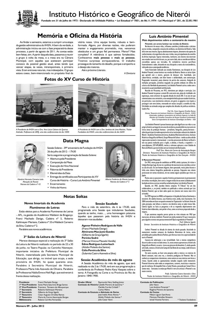 Literato 09 - PÁGINA 09 - INSTITUTO HISTÓRICO E GEOGRÁFICO DE NITERÓI