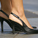 candid street shot of nine west heels