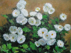 Chrysanthemum white = Krizantemo blanka_oil on canvas_32x41cm(6f)_2012_HO Song