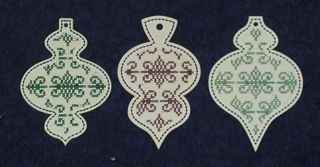 Stitched paper ornaments x 3