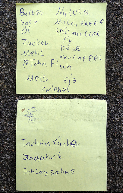 Shopping List (front / back)