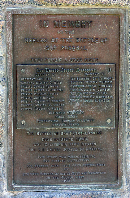 Fort Rosecrans National Cemetery - Battle Of San Pasquale Memorial (6368)