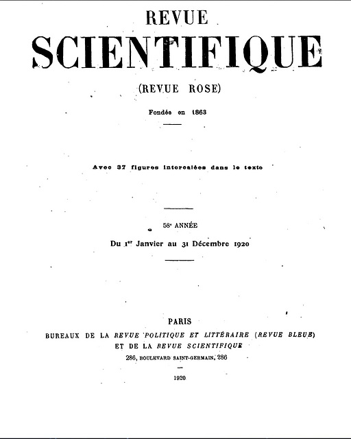 Revue scientifique, 1920, Hommage à Carlo Bourlet