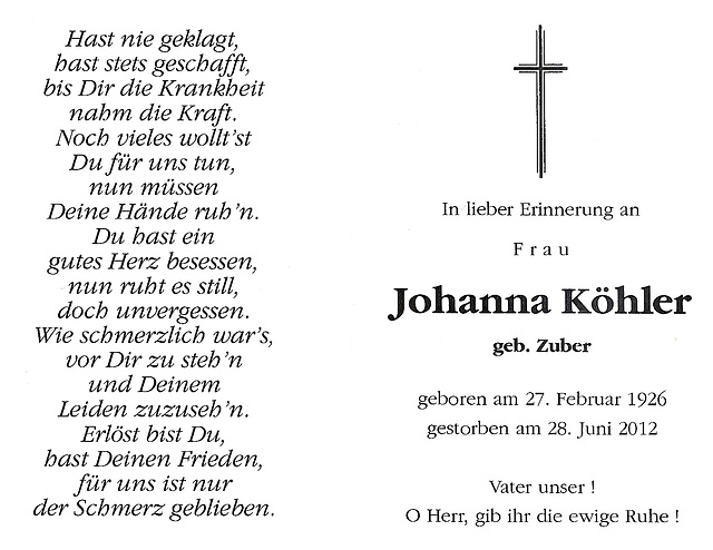 in lieber Erinnerung...