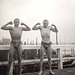 2 bodybuilders on a jetty, 1920'