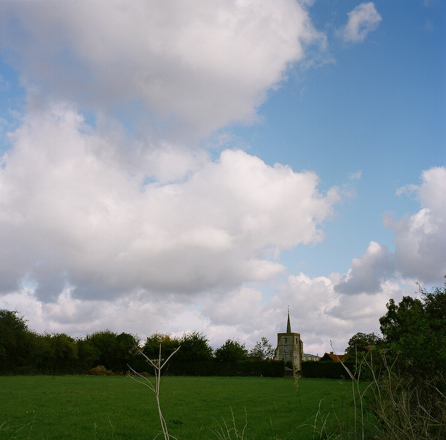Flamstead church from the footpath