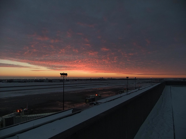 Winter sunset, Port Columbus Airport