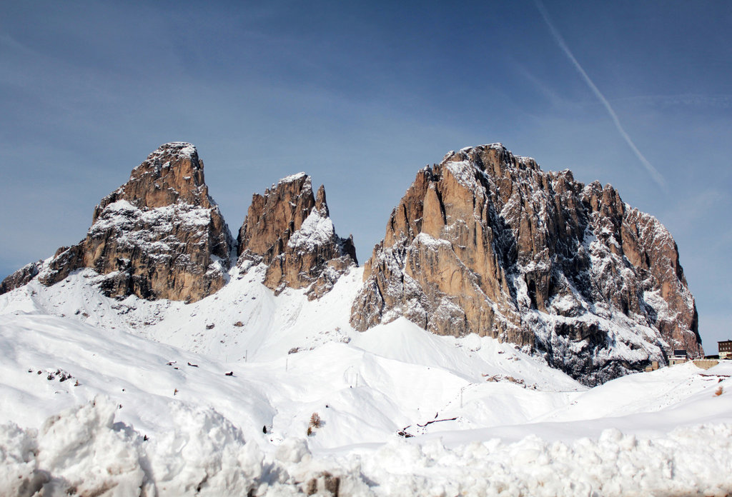 Langkofelgruppe im Neuschnee (Dolomiten)