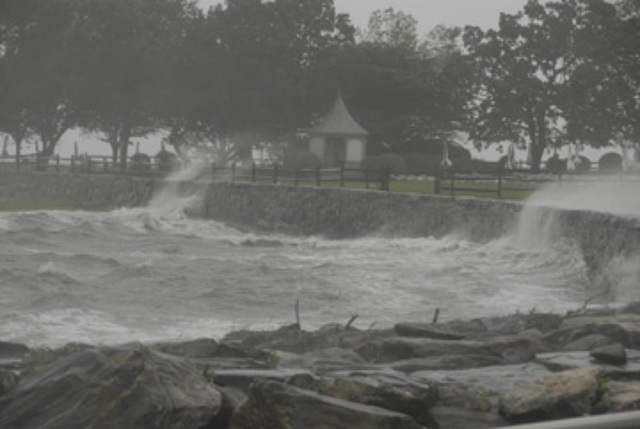 Spray tops the seawall