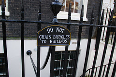 Do not chain bicycles to railings