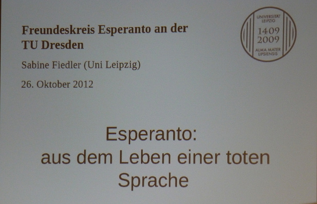 Esperanto - Vortrag von Prof. Sabine Fiedler -