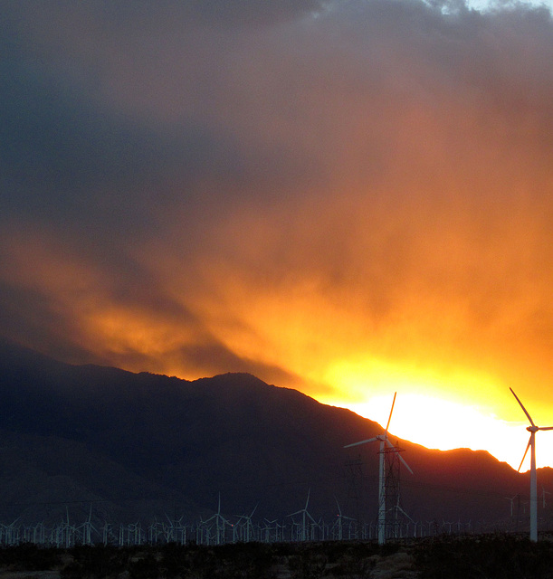 Sunset with wind turbines (3367)