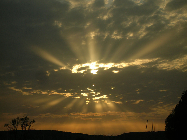 Rayons de soleil avant le coucher, lac de Madine