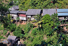 Simple huts at the hill slope