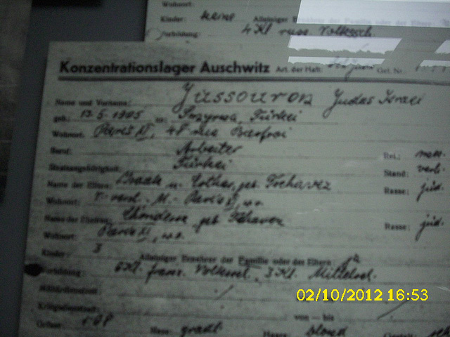 A form giving details of the inmate