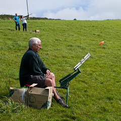 Kim firing a clay pigeon.