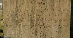 Flamstead churchyard, inscription on a gravestone.
