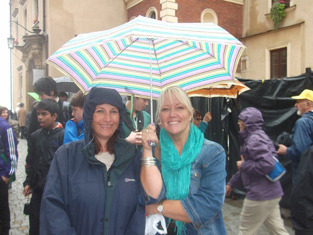 Trying to keep dry in Krakow