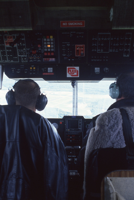 Pilot and copilot as seen from the cabin