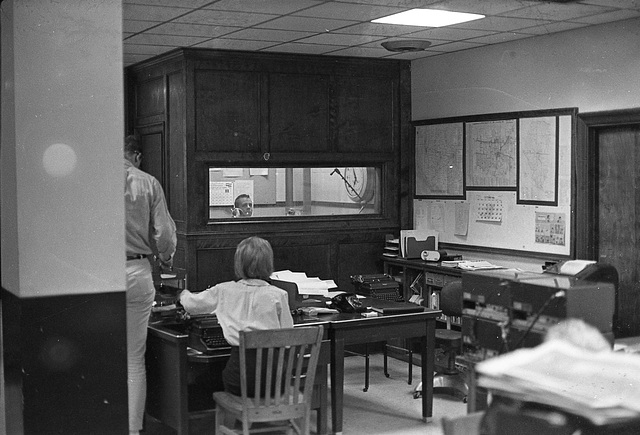 KFRU newsroom, October 1965