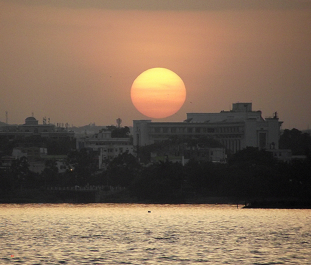 Sunset over Hussain Sagar