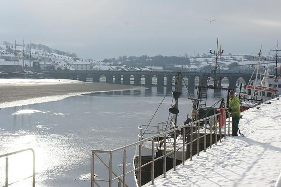A snowy scene at Bideford quay