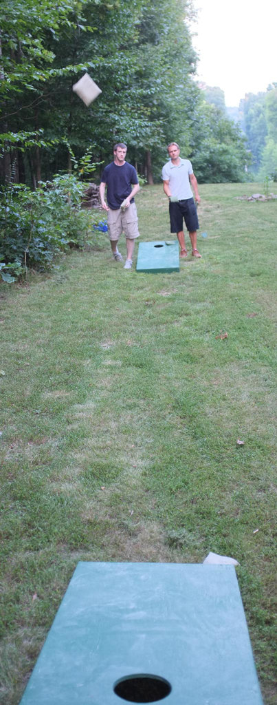 The game is called "cornhole"