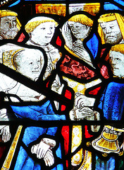 buckland church, glos, c15 marriage glass by richard twygge