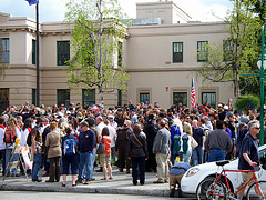 Day 17: Returning to Downtown Anchorage we find a large crowd gathered ...