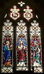 stuston church, suffolk, c19 heaton butler and bayne glass east window