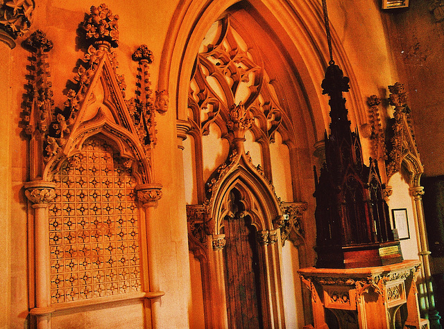 wickham church, berks, c19 interior by ferrey 1848-9