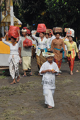 Local worshipers come to the temple festival