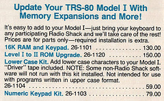 1983 Radio Shack Catalog - 16K RAM Upgrade $130