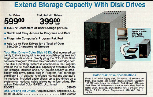 1983 Radio Shack Catalog - Floppy Disk Drive $599