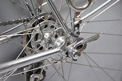 Chromed stays, Campagnolo 1010 long horizontal dropouts and large flange Campagnolo Record hubs (2013)