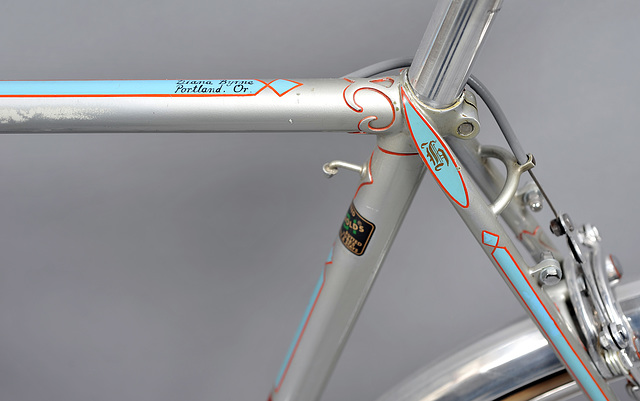 Seat cluster top view. Center pull brake cable stop brazed to stays (2013)