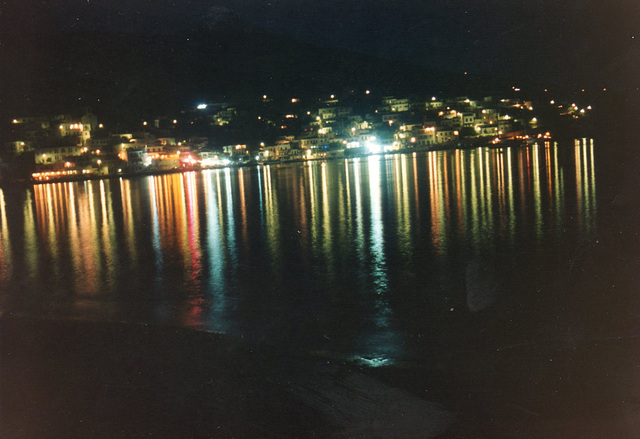 Lights reflected on the sea in Greece