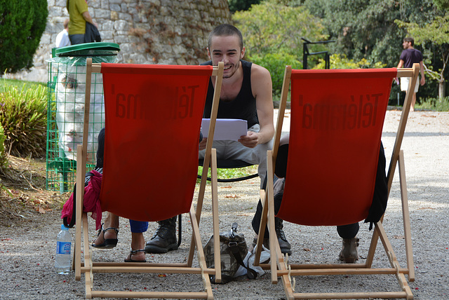 Mouans-Sartoux, "sieste littéraire" ("litterary nap", at the yearly book festival)