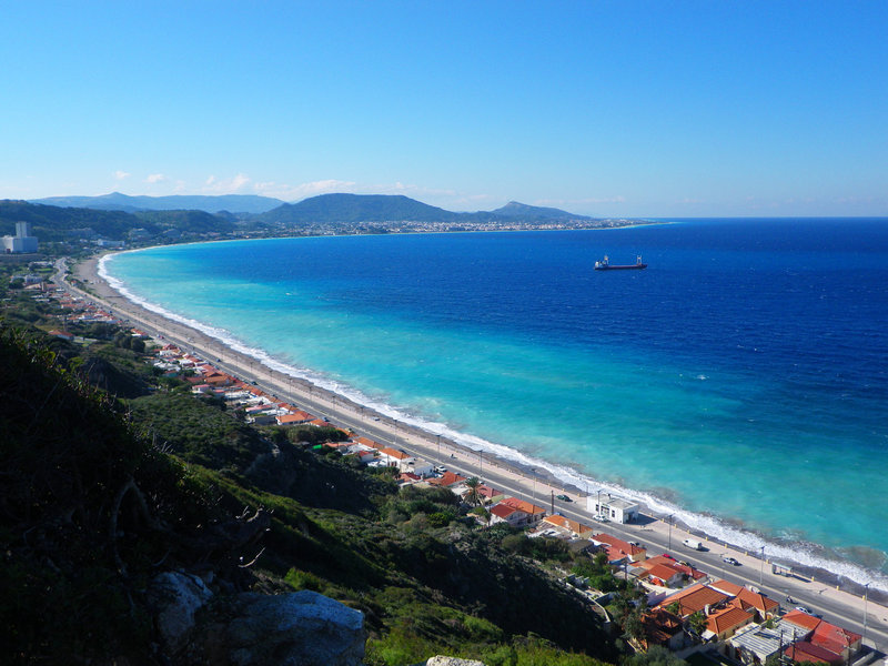 La côte ouest vue depuis l'Acropole de Rhodes